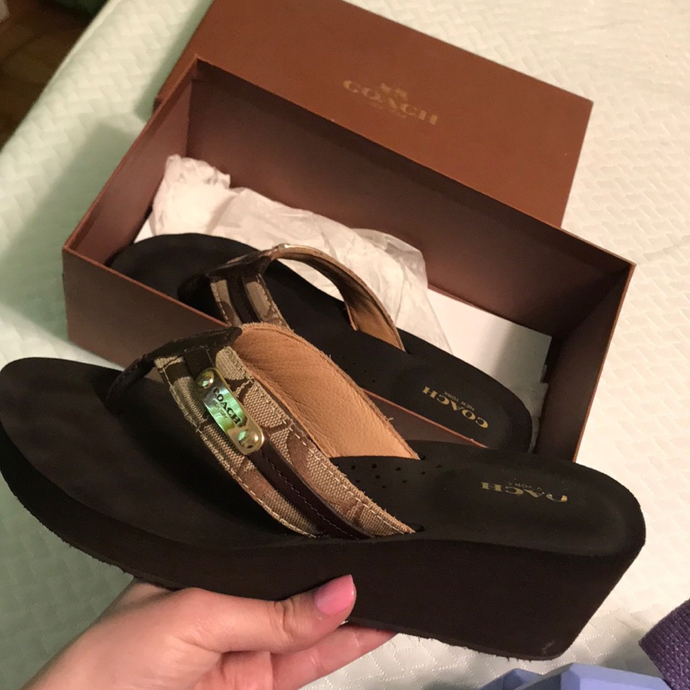 Coach wedge flip flops